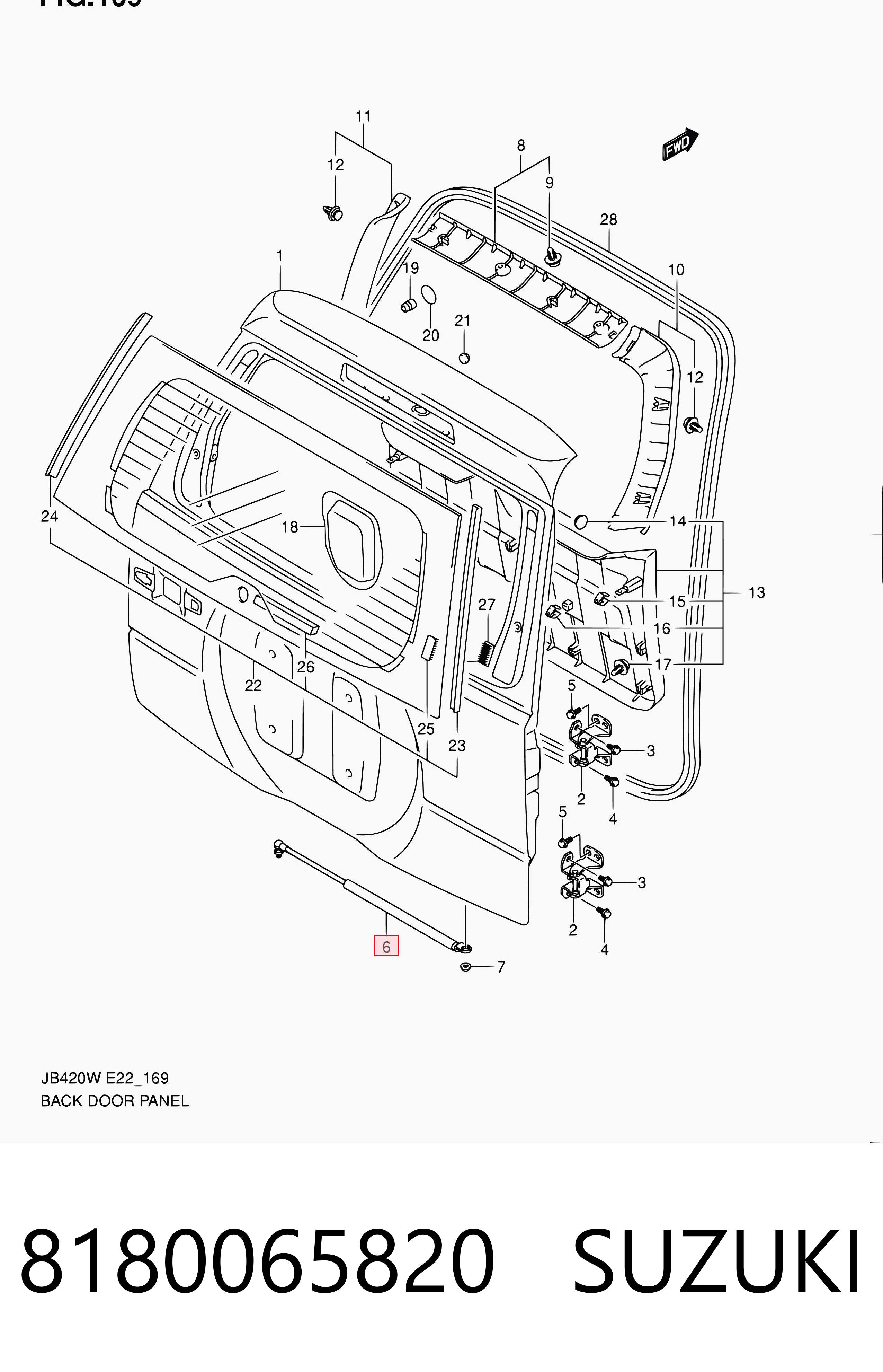 8180065820 Suzuki Amortecedor de tampa de porta-malas (de 3ª/5ª porta traseira)