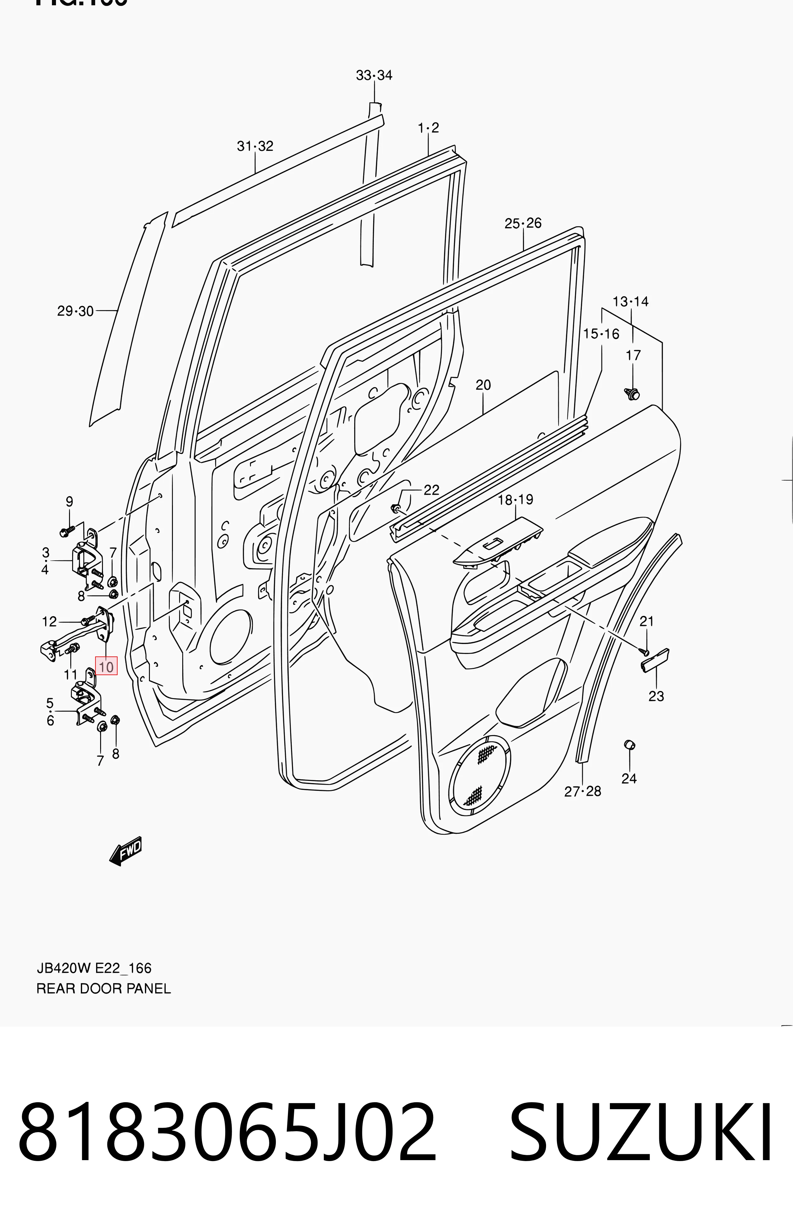 8183065J02 Suzuki Limitador traseiro de abertura de porta