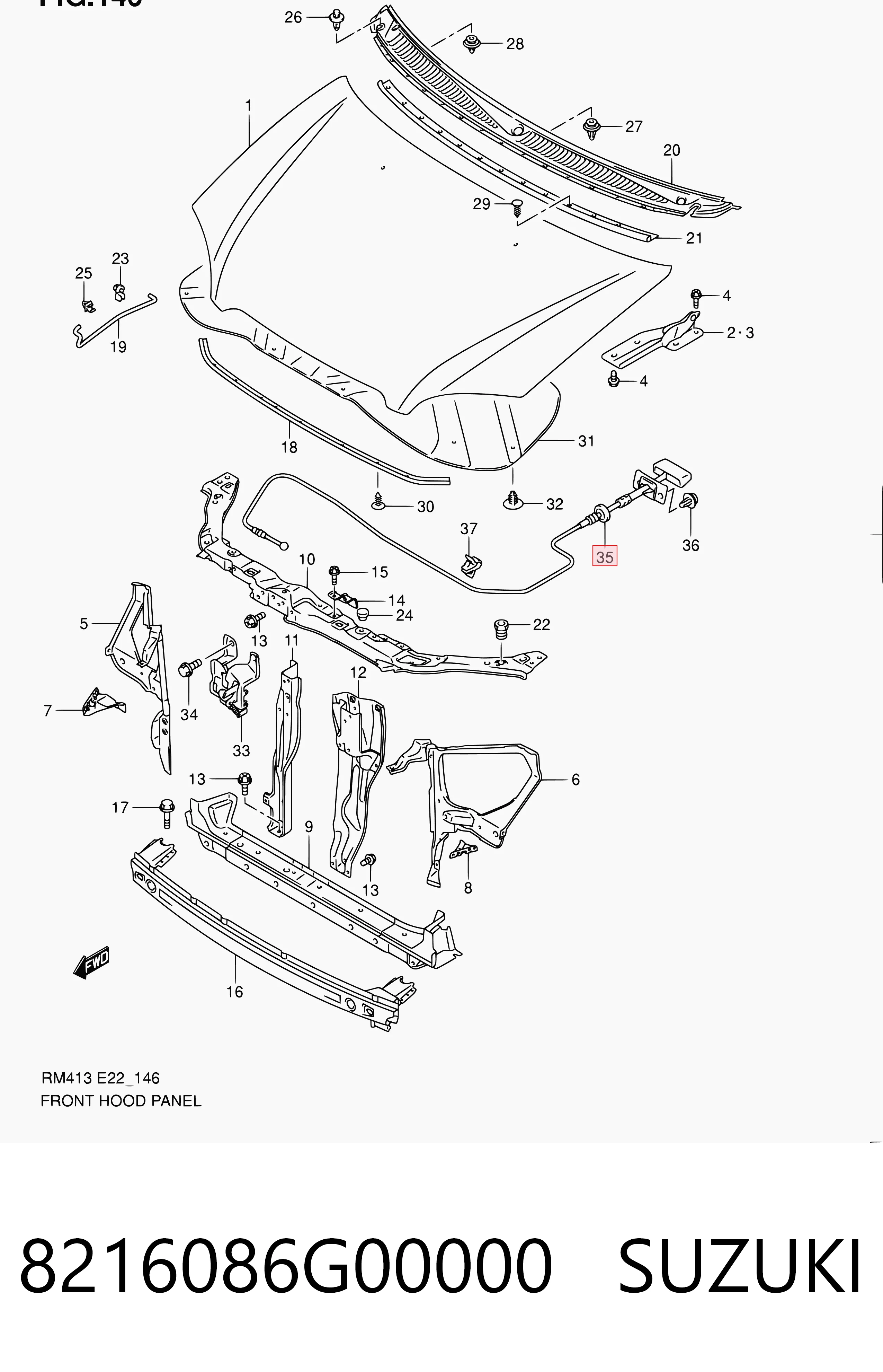 Cabo de abertura da capota Suzuki Ignis II FH ao melhor preço