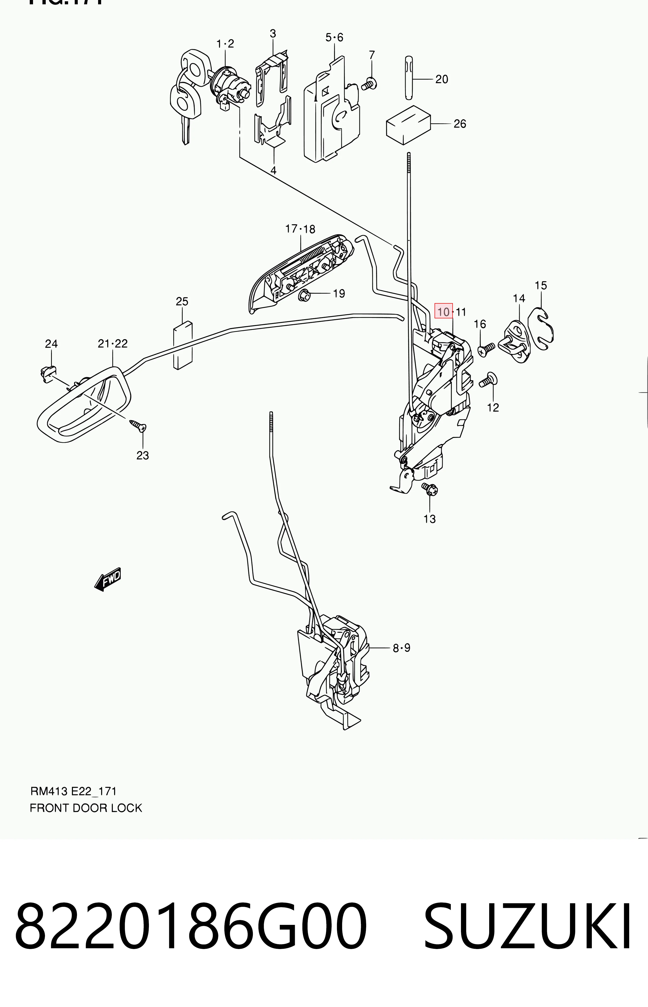 Fecho da porta dianteira esquerda Suzuki Ignis II FH