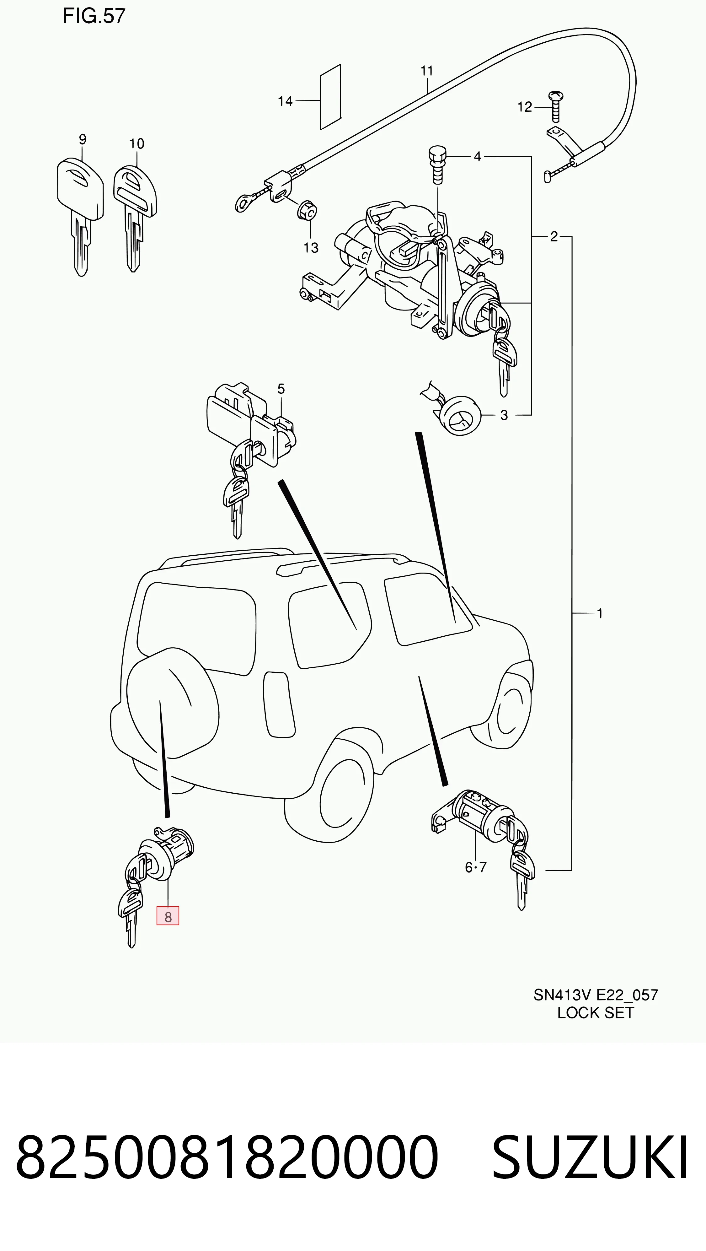 Trinco de fecho de porta-malas (de 3ª/5ª porta traseira) Suzuki Jimny  SN, JB ao melhor preço