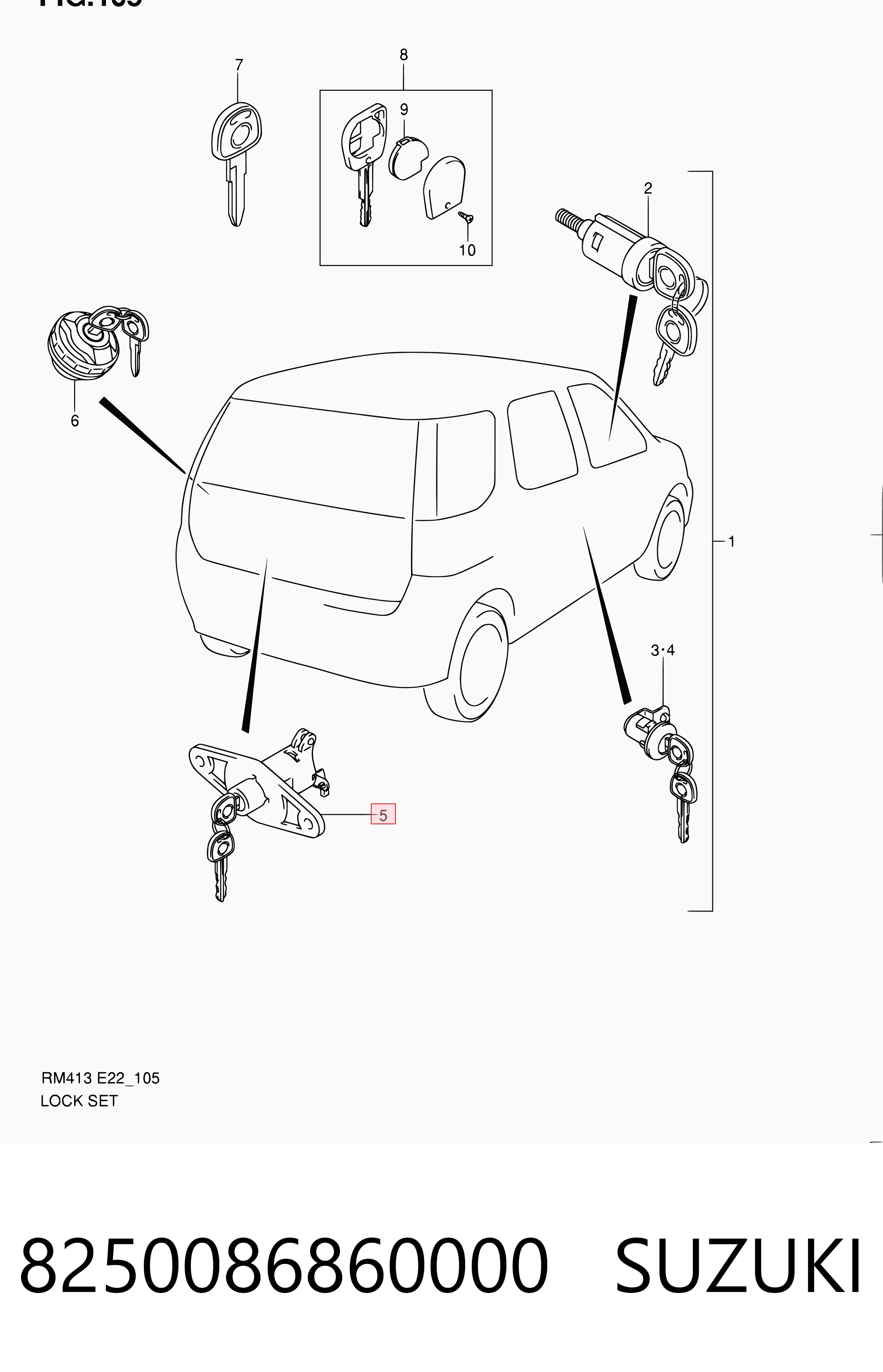 Trinco de fecho de porta-malas (de 3ª/5ª porta traseira) Suzuki Ignis II FH ao melhor preço