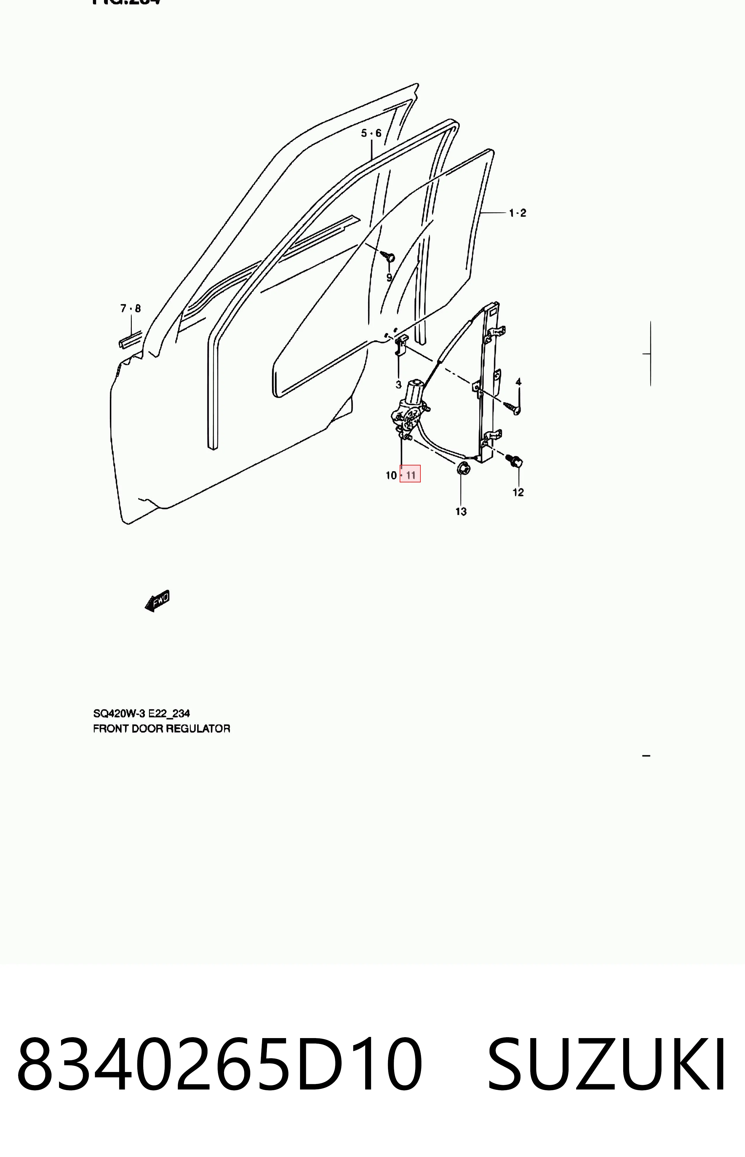  Mecanismo de acionamento de vidro da porta dianteira esquerda Suzuki Grand Vitara SUV (FT, HT) (1998 - 2005) 