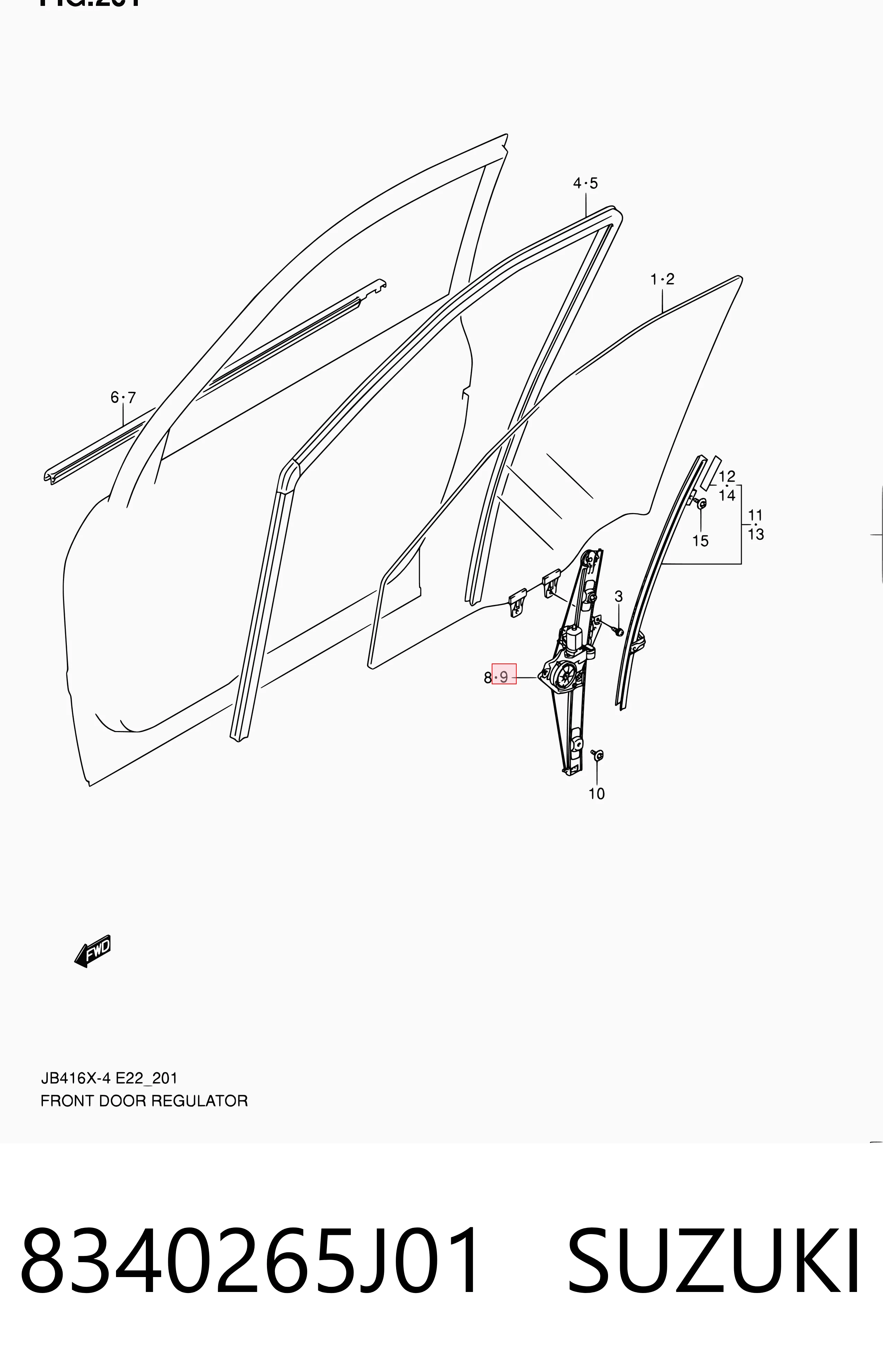 Mecanismo de acionamento de vidro da porta dianteira esquerda Suzuki Grand Vitara  JB