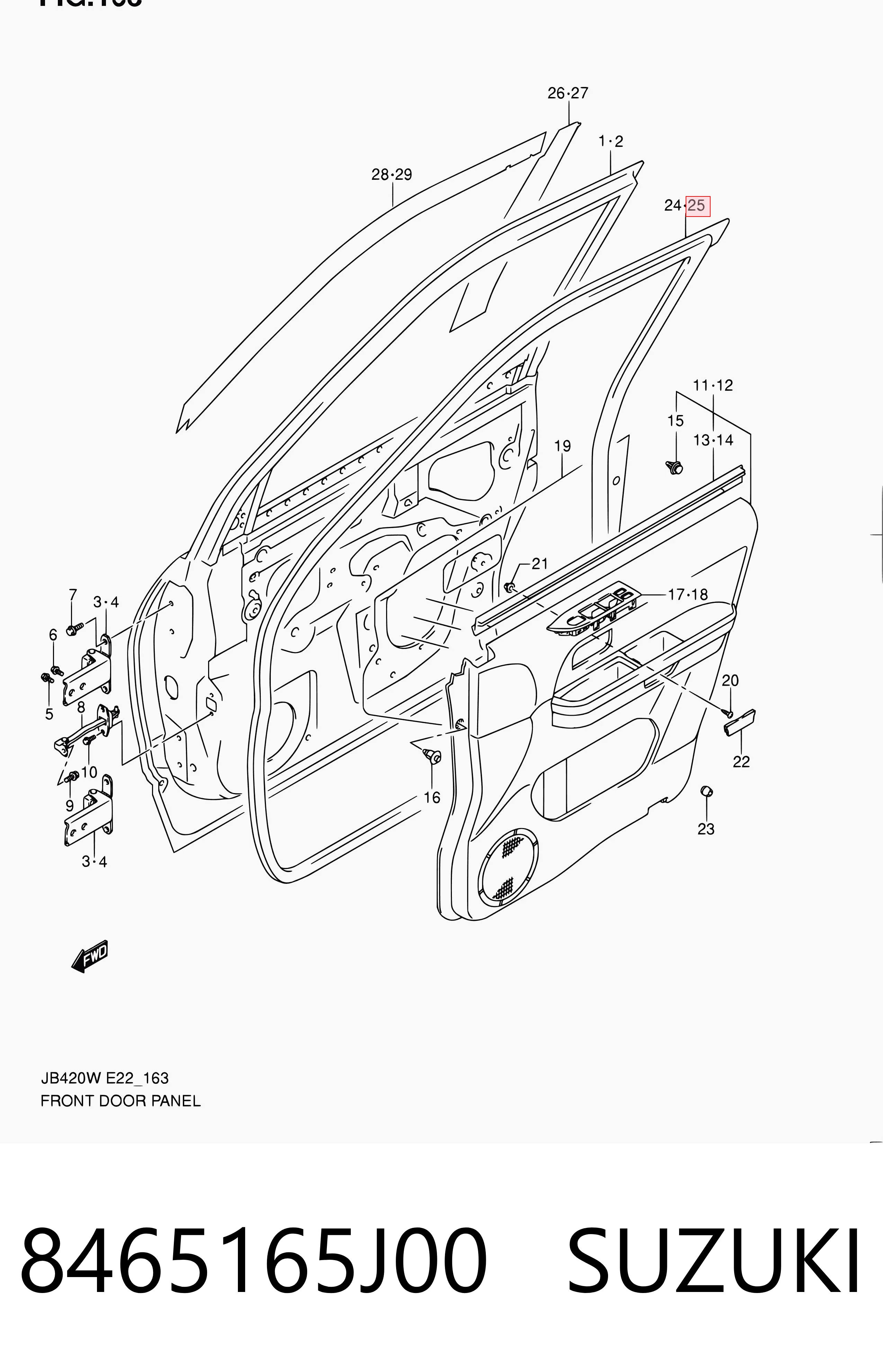 8465165J00 Suzuki Compactador da porta dianteira esquerda (na porta)