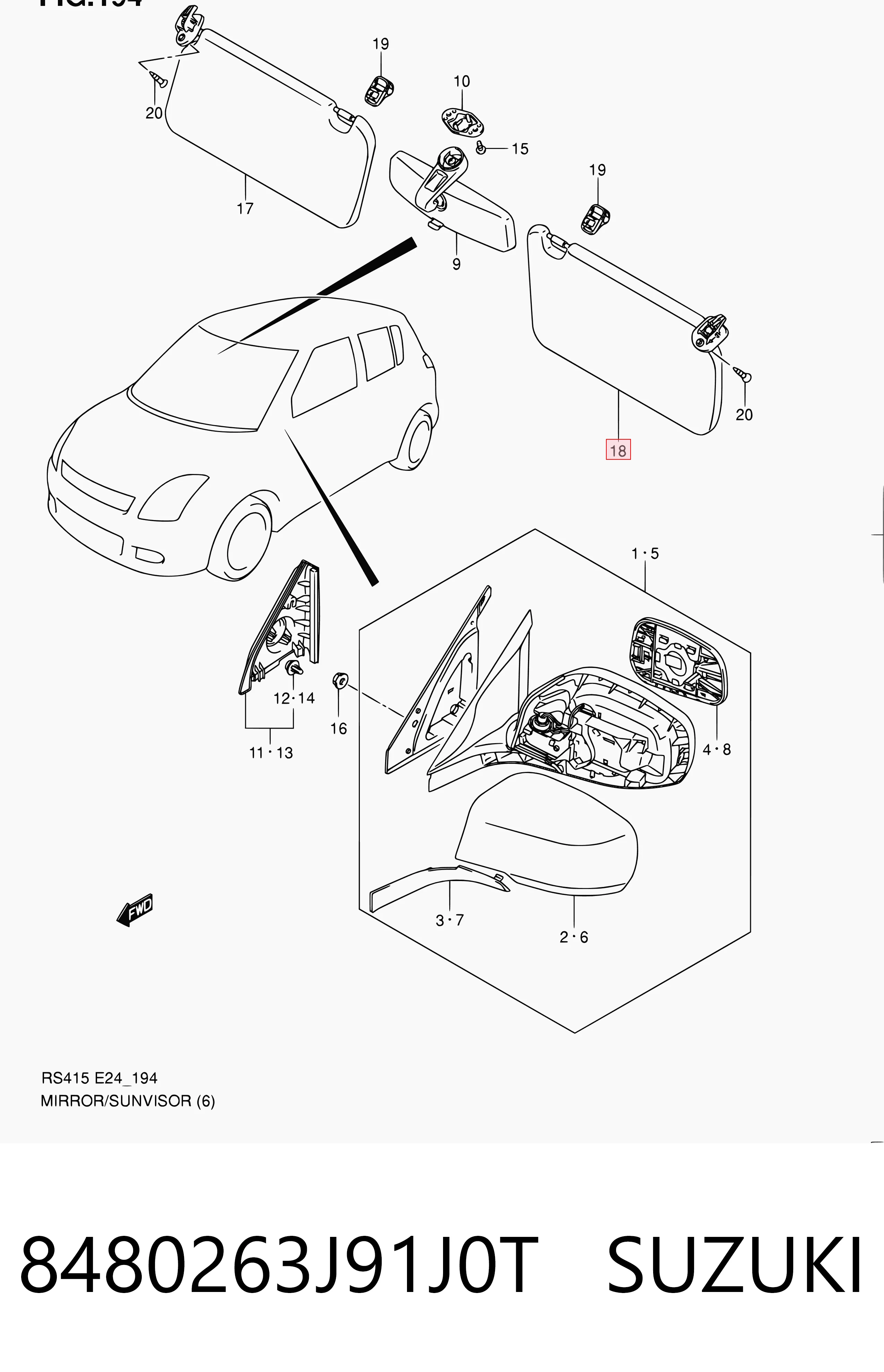 Pala contra o sol Suzuki Swift III RS ao melhor preço