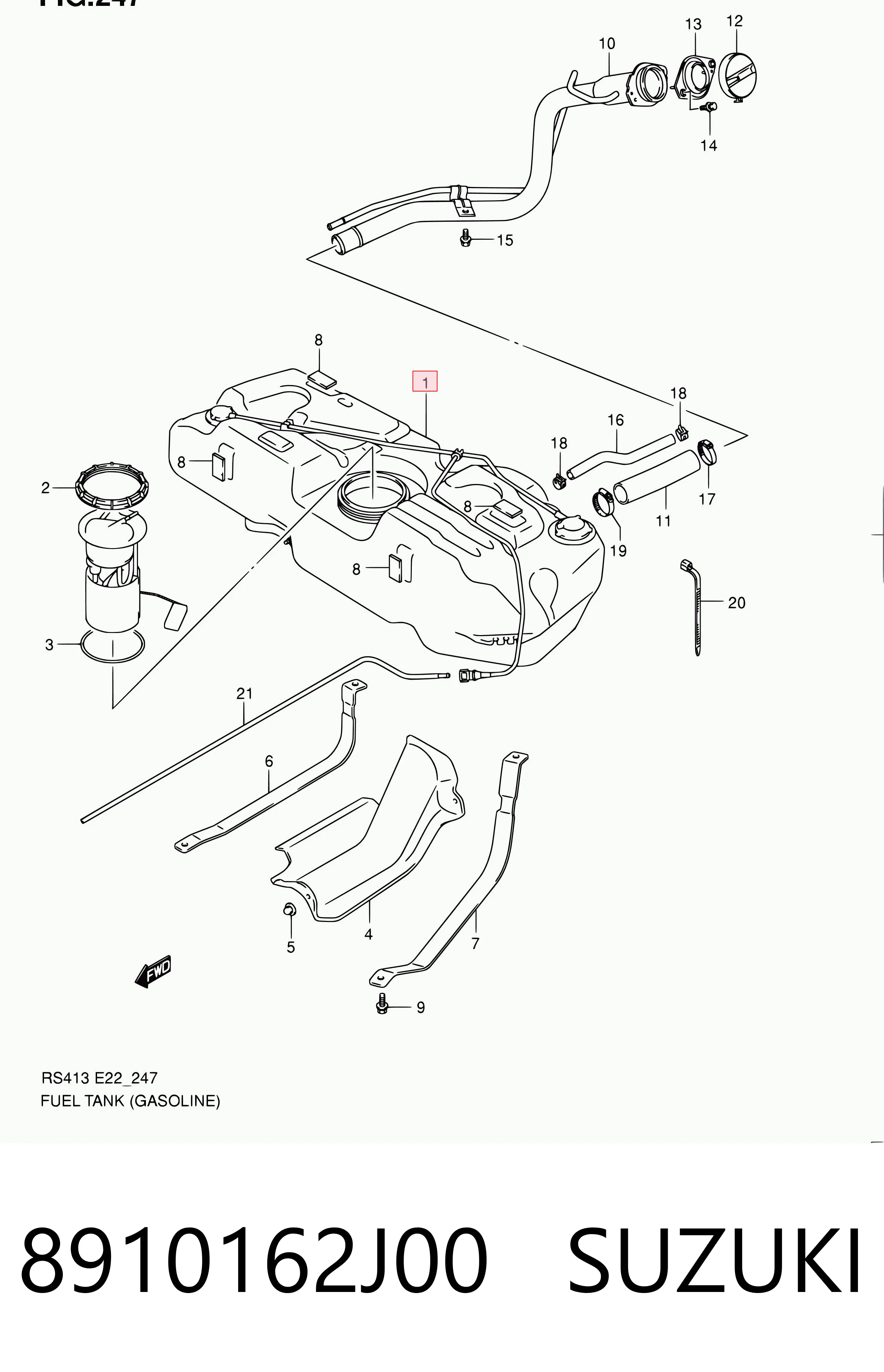 Tanque de combustível para Suzuki Swift RS