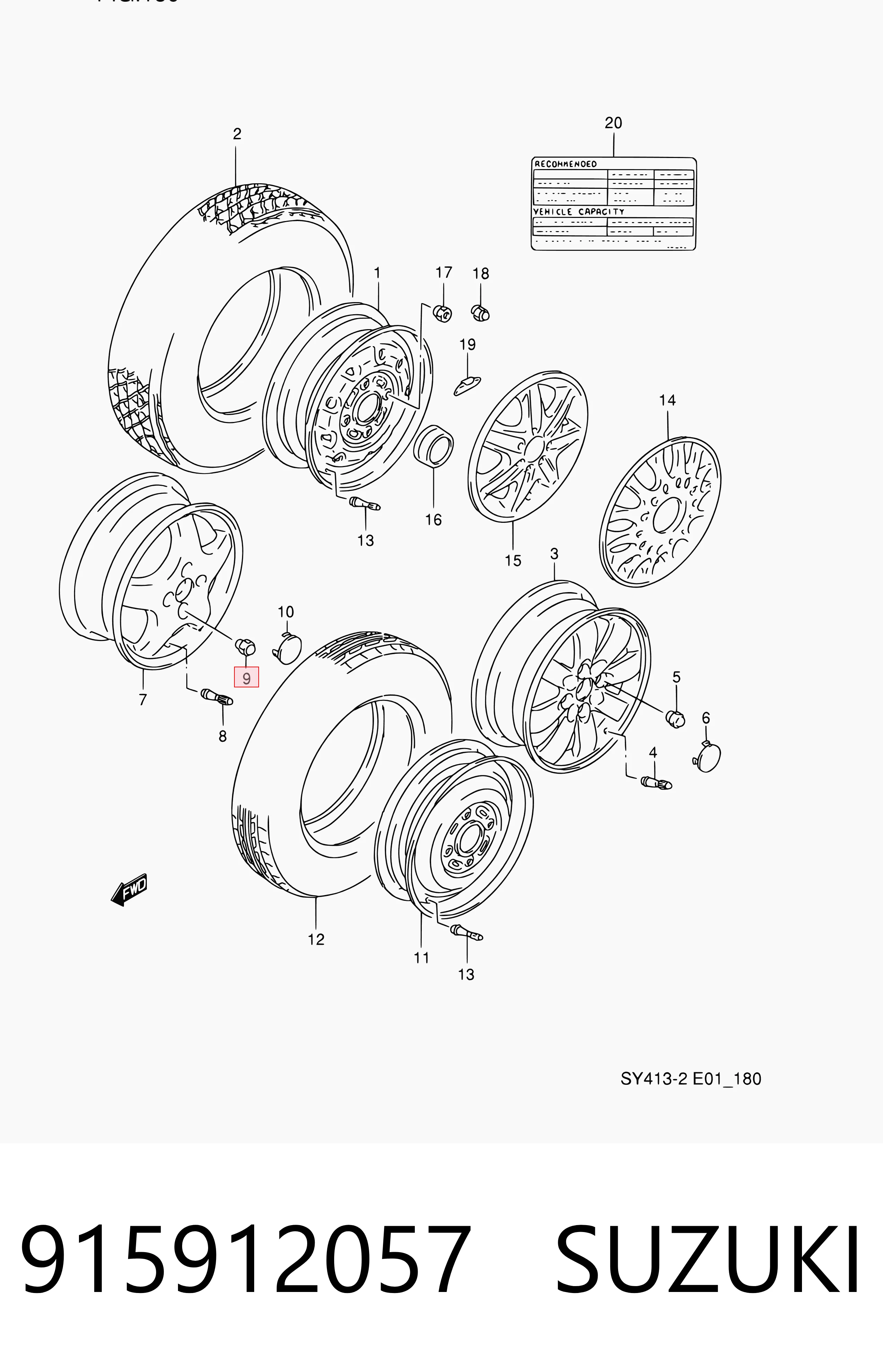 915912057 Suzuki Porca de roda