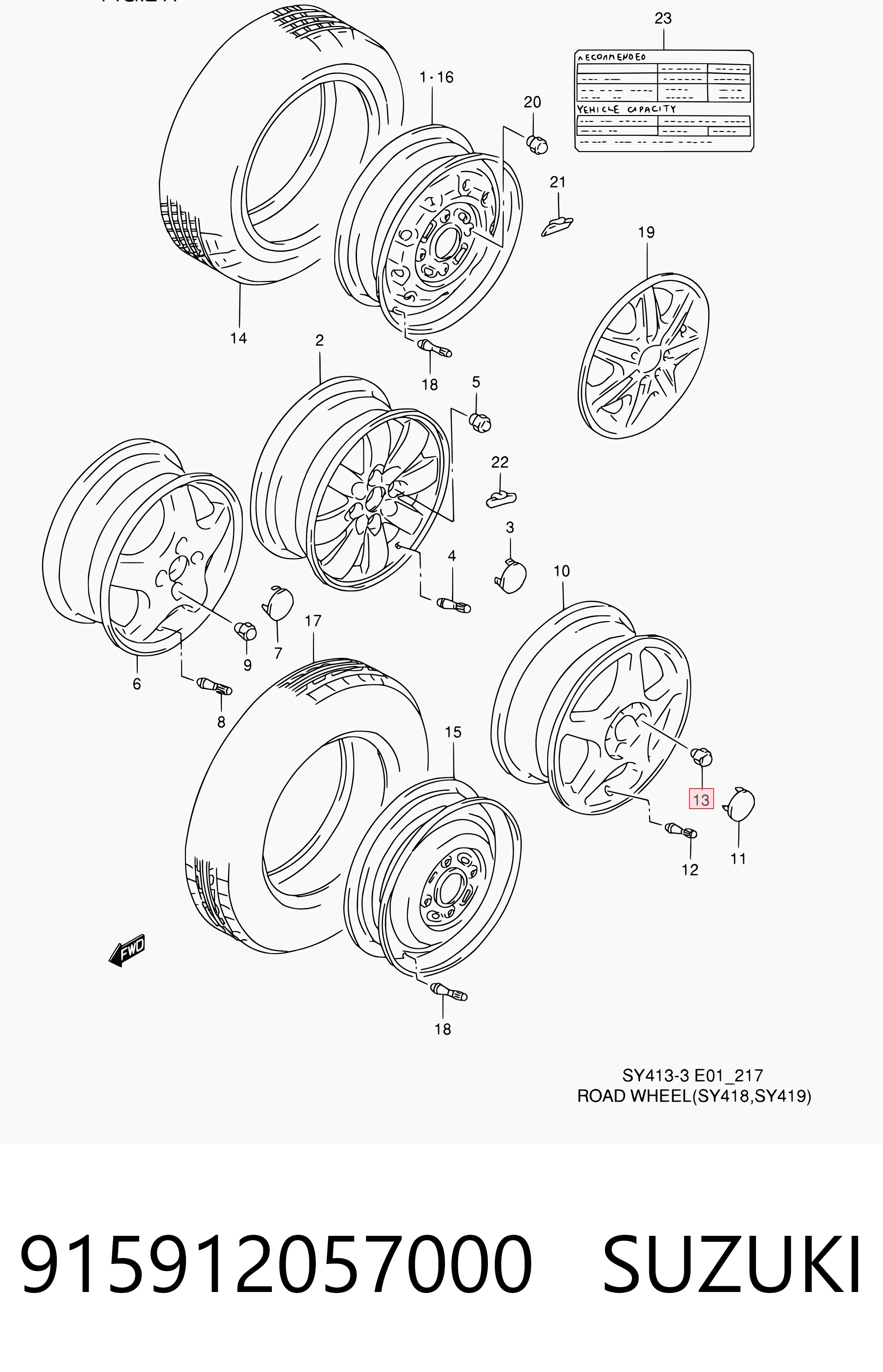 Porca de roda para Suzuki Swift AH, AJ