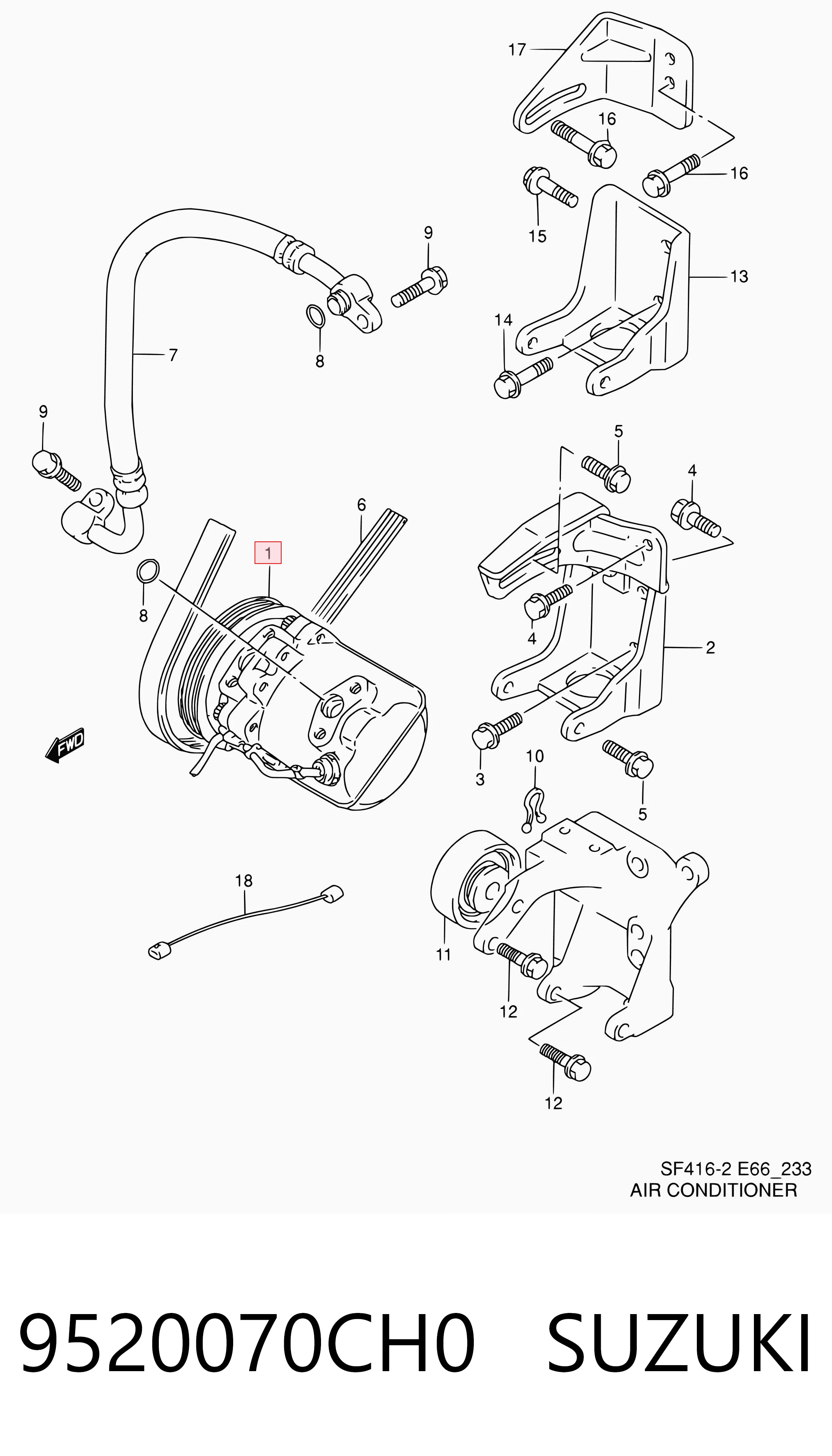 Compressor de aparelho de ar condicionado Suzuki Jimny  FJ