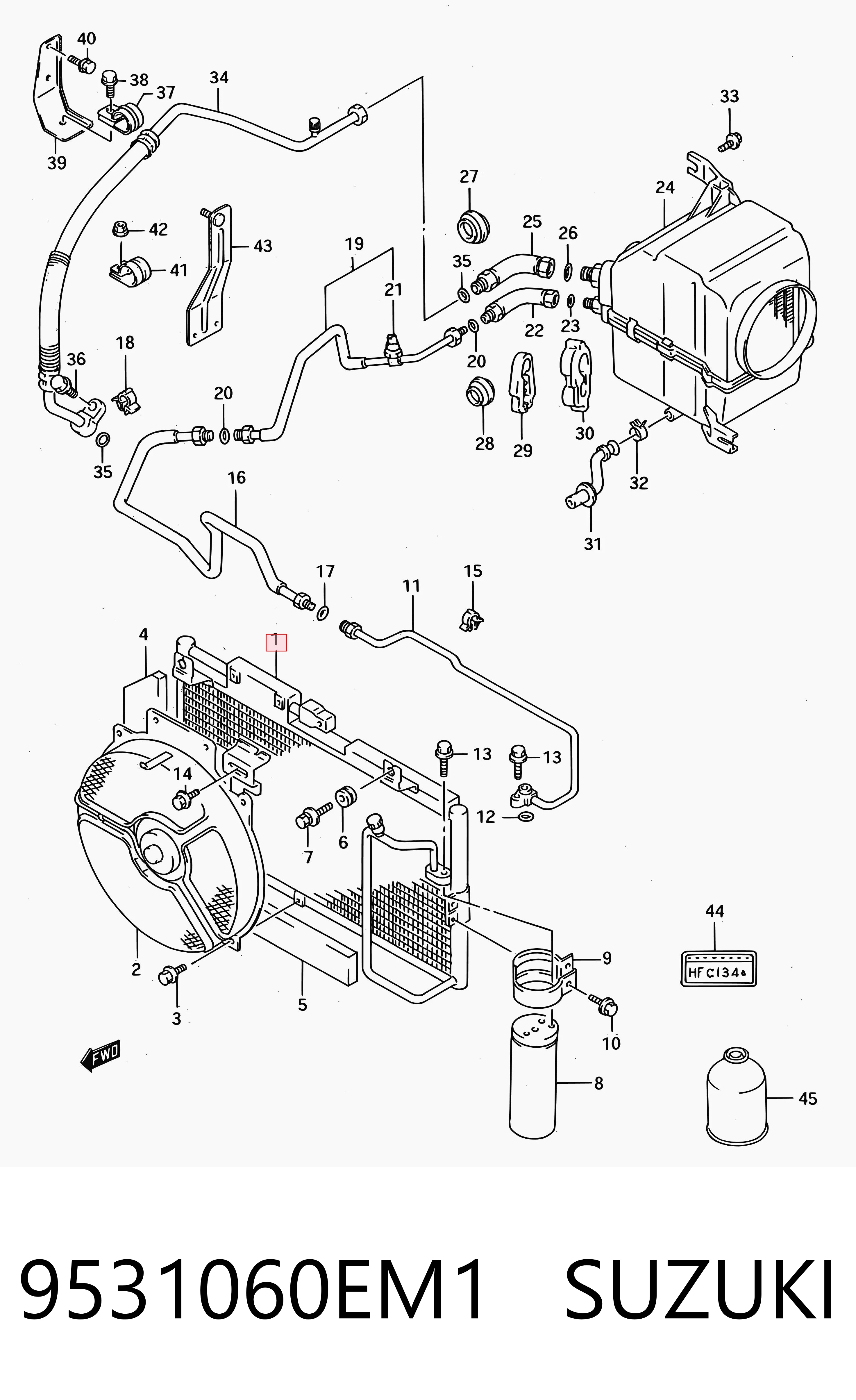 Radiador de aparelho de ar condicionado Suzuki Swift II EA
