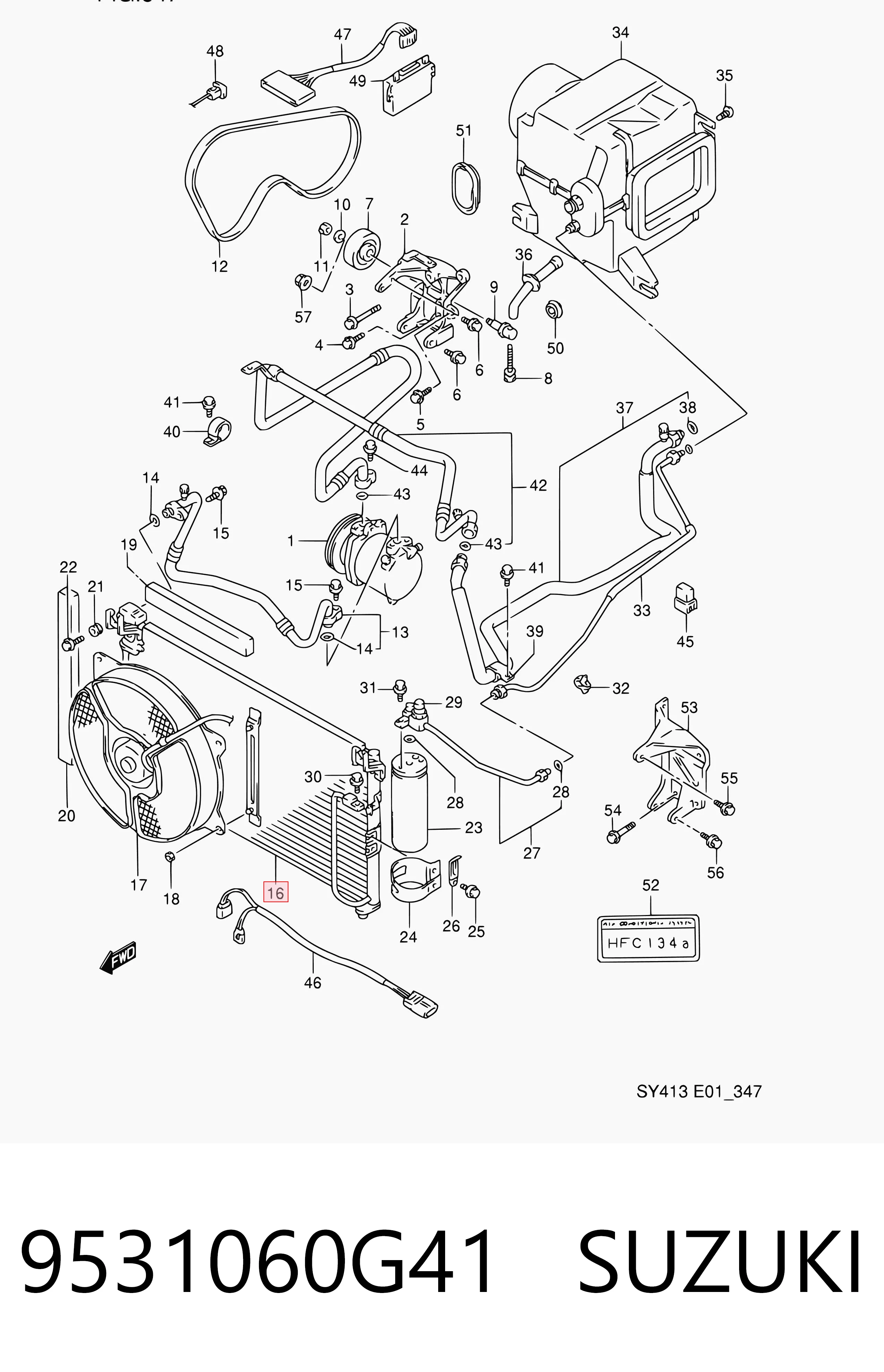 Radiador de aparelho de ar condicionado para Suzuki Baleno  EG