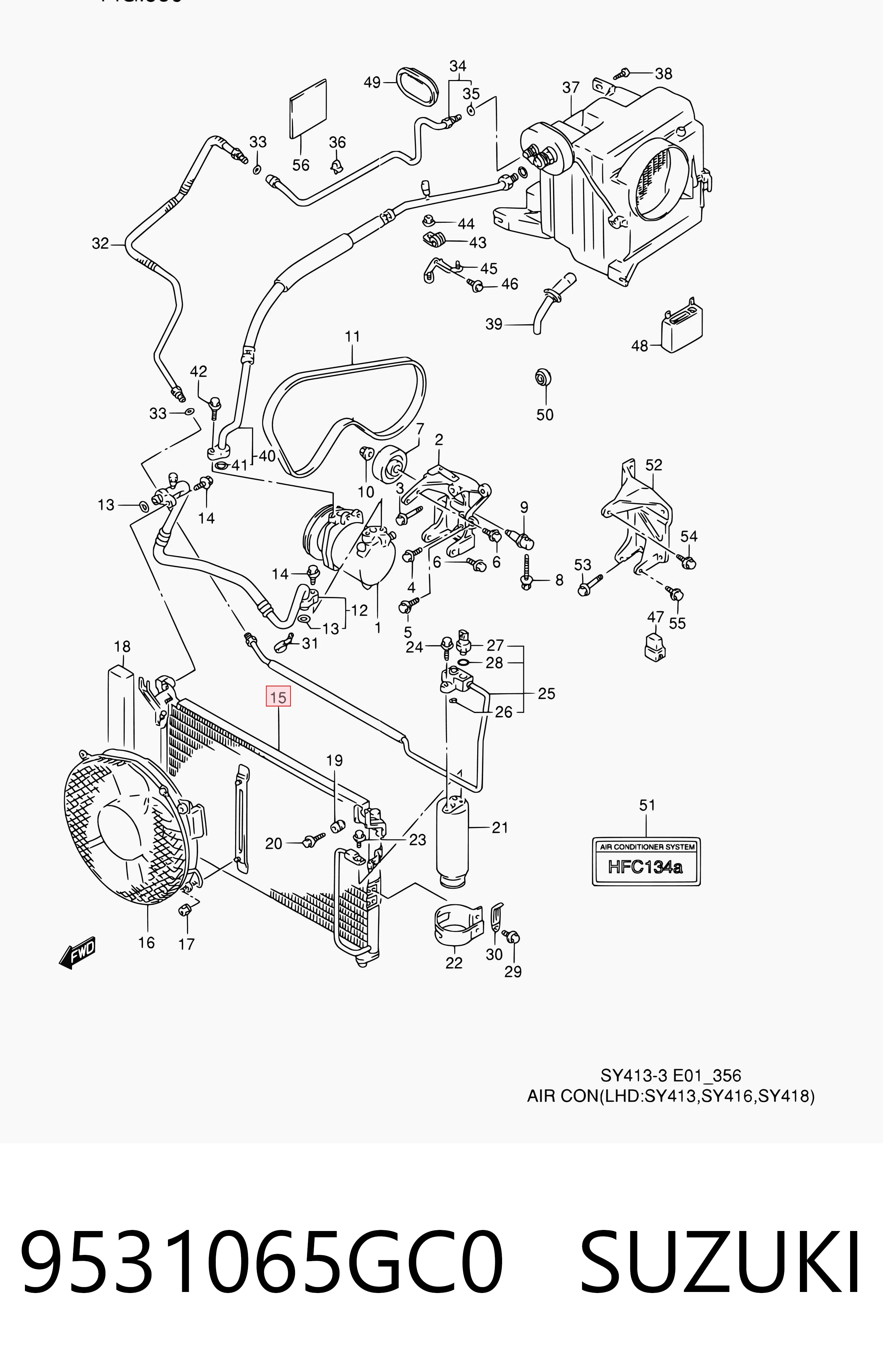 Radiador de aparelho de ar condicionado Suzuki Baleno  EG