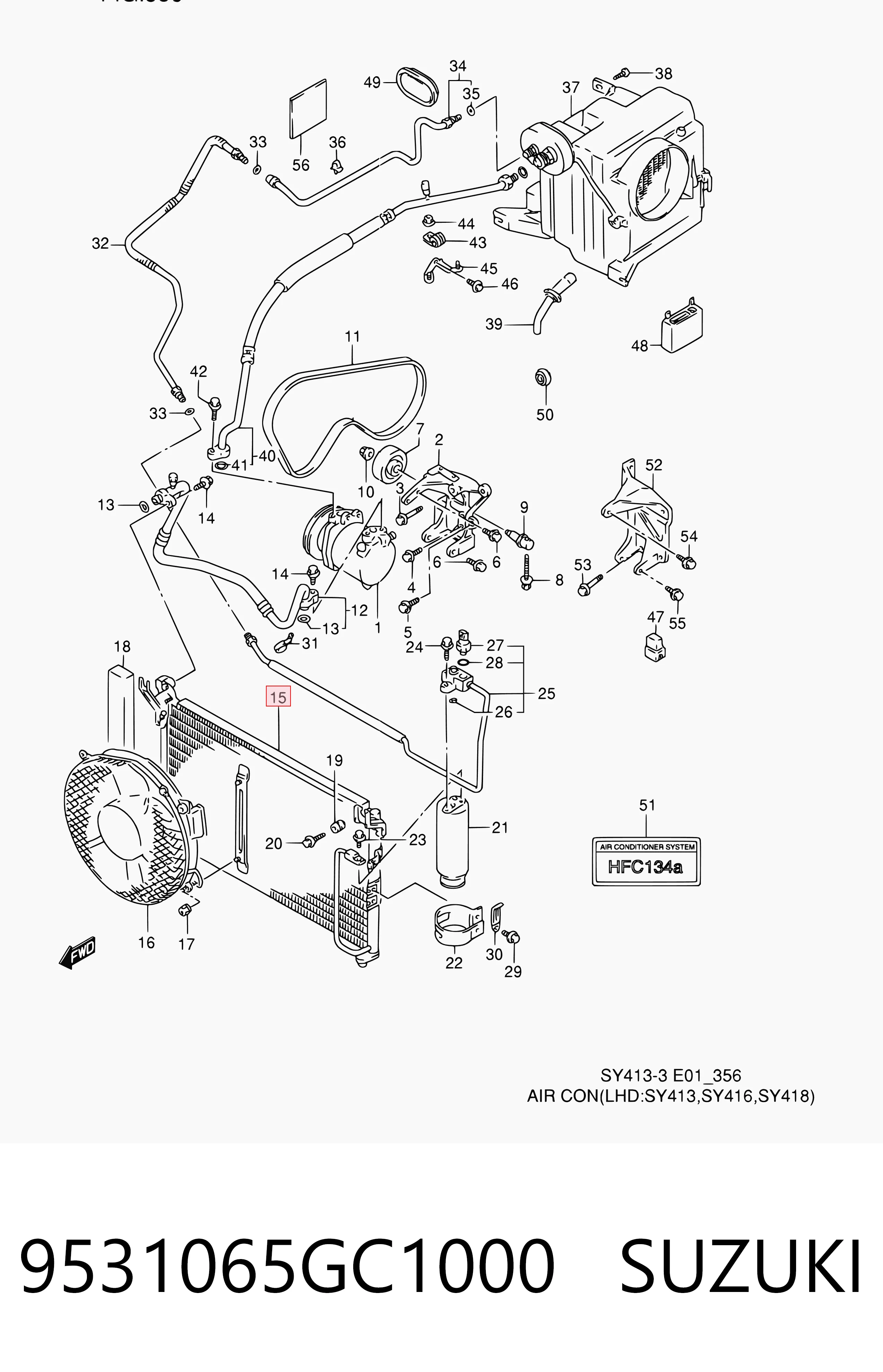  Radiador de aparelho de ar condicionado Suzuki Baleno sedan (EG) (1995 - 2002) 