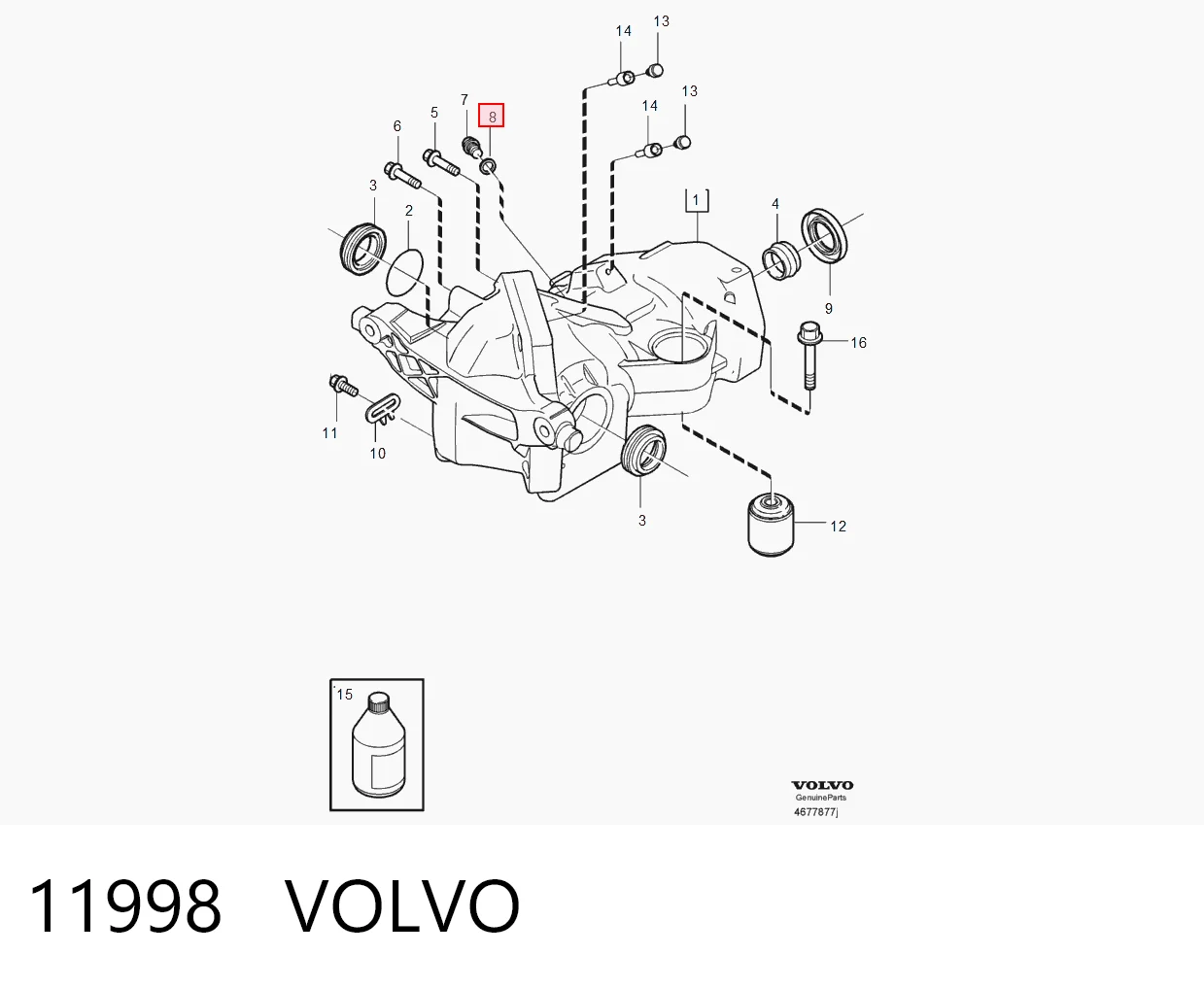 11998 Volvo Sensor de pressão de óleo