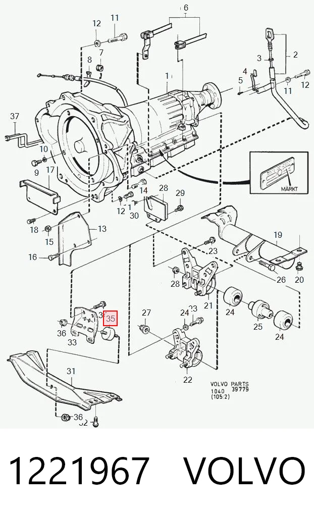 1221967 Volvo Coxim de transmissão (suporte da caixa de mudança)