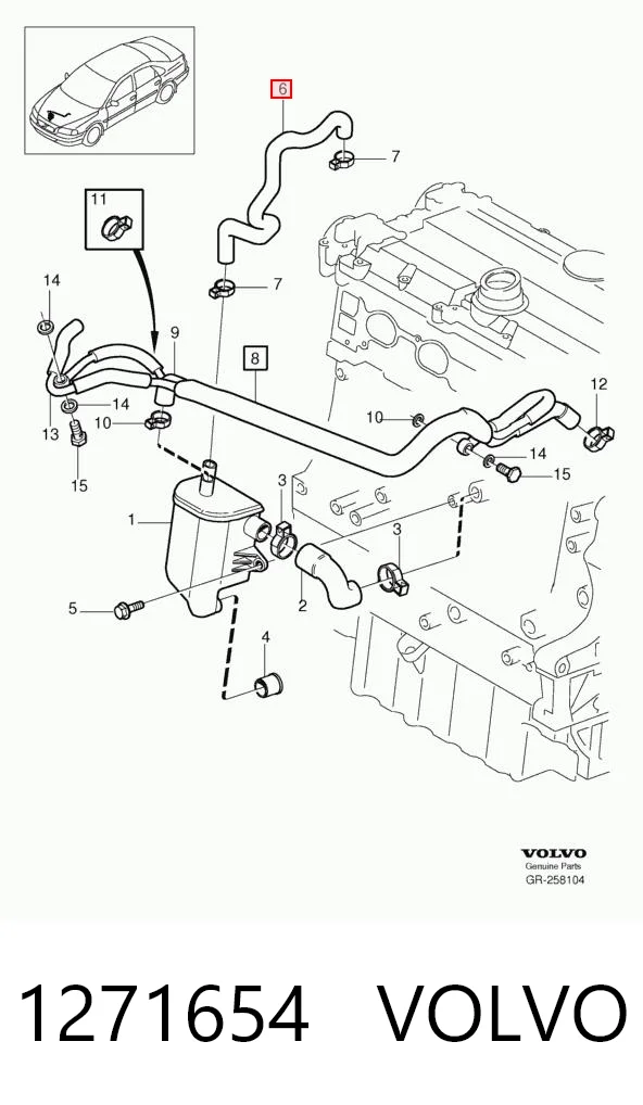 Cano derivado de ventilação de cárter (de separador de óleo) para Volvo V40  VW