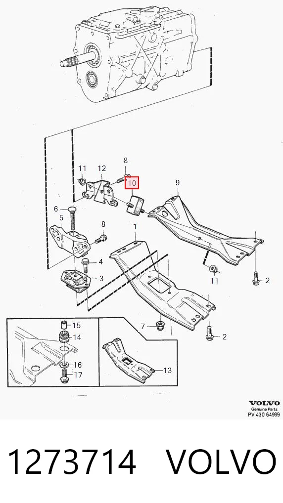 1273714 Volvo Coxim de transmissão (suporte da caixa de mudança)