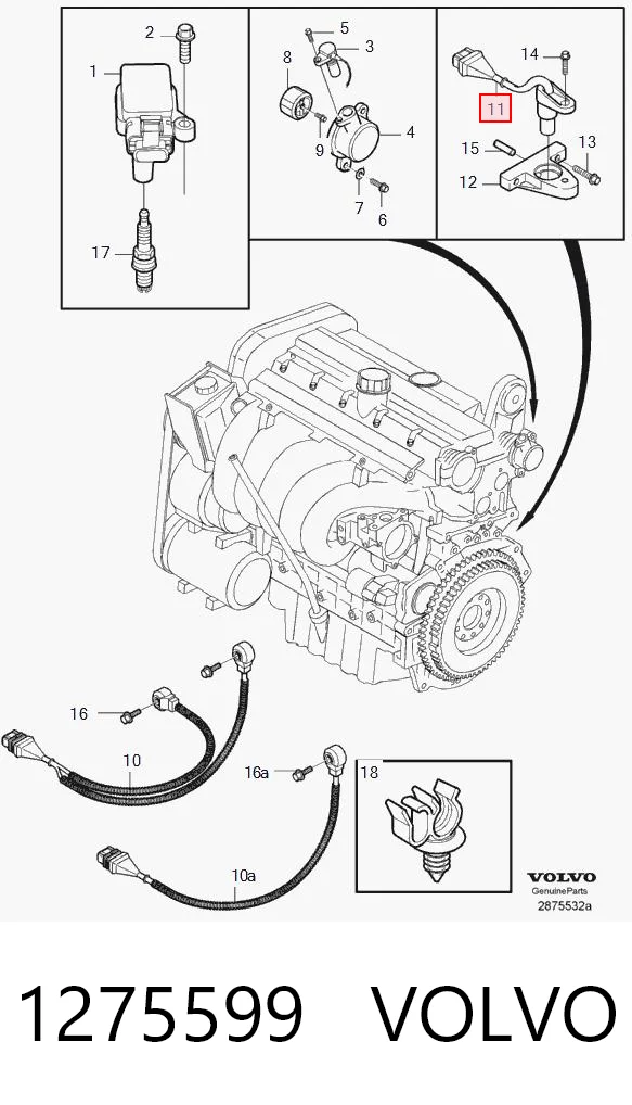 1275599 Volvo Sensor de posição (de revoluções) de cambota