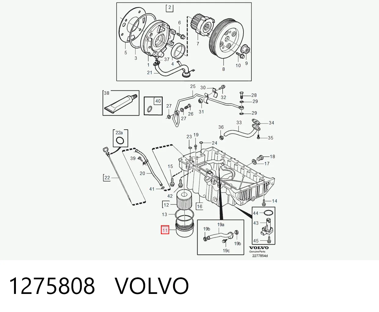 1275808 Volvo Tampa do filtro de óleo