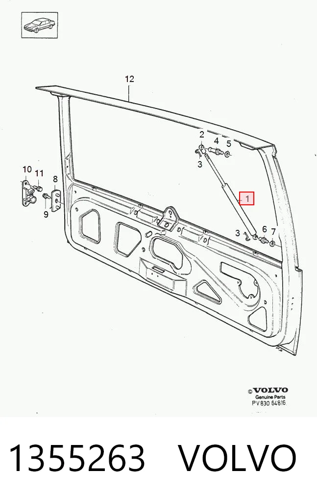 1355263 Volvo Amortecedor de tampa de porta-malas (de 3ª/5ª porta traseira)