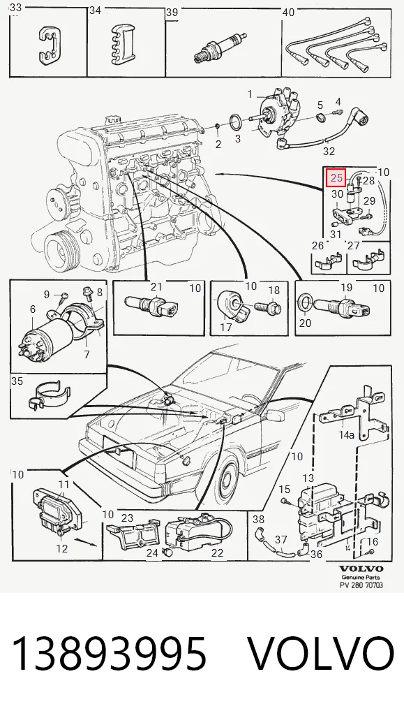 13893995 Volvo Sensor de posição (de revoluções) de cambota