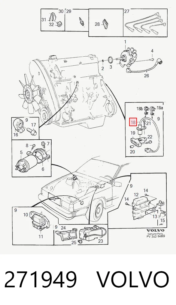 271949 Volvo Sensor de posição (de revoluções) de cambota