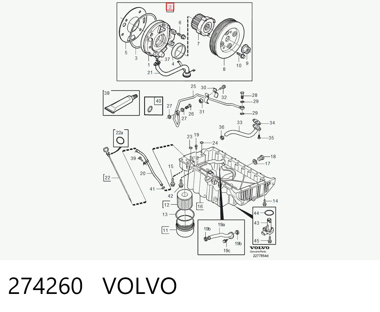 274260 Volvo Vedante de bomba de óleo
