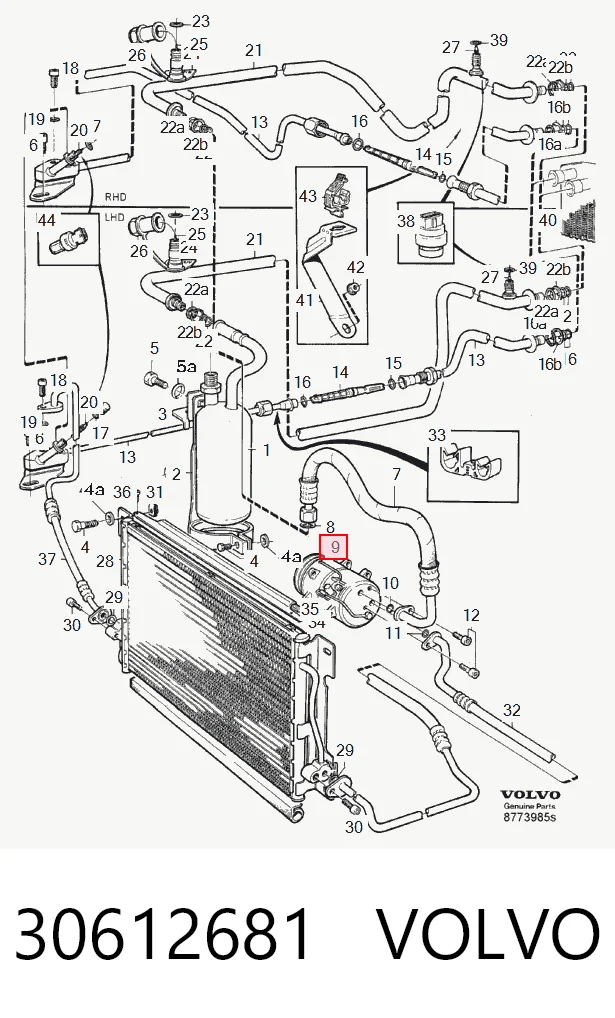  Compressor de aparelho de ar condicionado Volvo V70 I carrinha (LV) (1997 - 2000) I