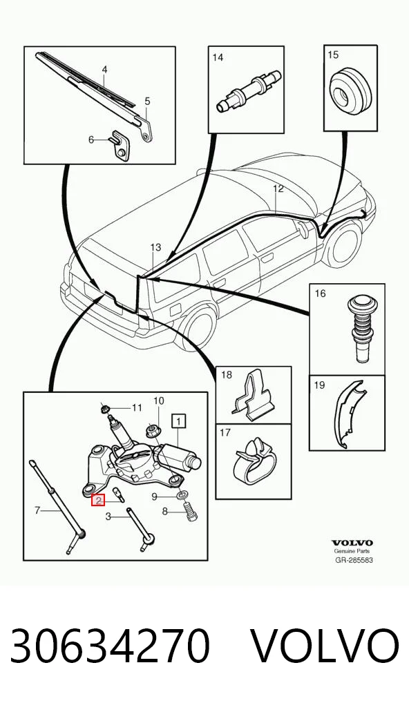 30634270 Volvo Injetor de fluido para lavador de vidro traseiro