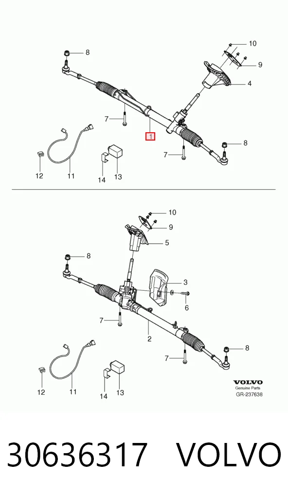 30636317 Volvo Cremalheira da direção