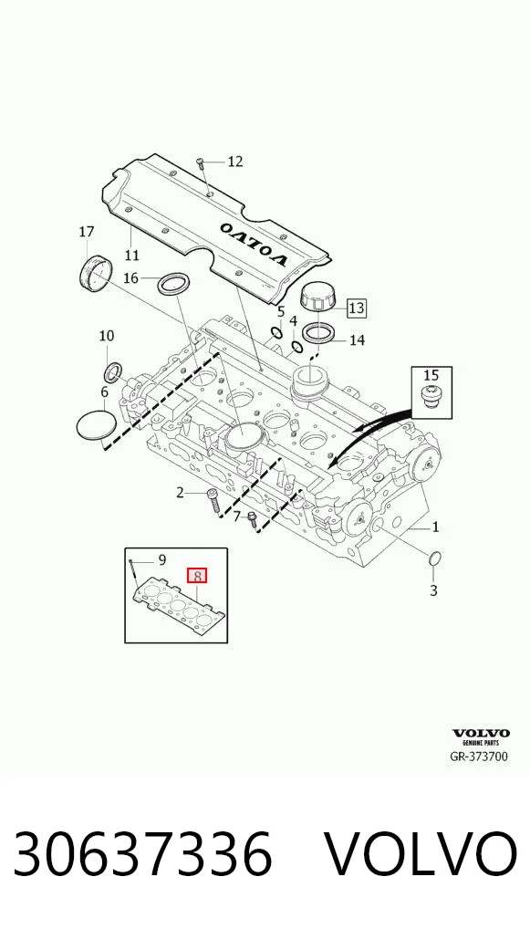 30637336 Volvo Vedante de cabeça de motor (CBC)