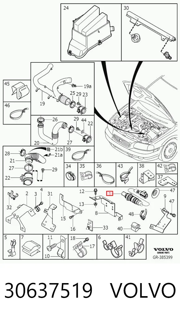 30637519 Volvo Sonda lambda, sensor esquerdo de oxigênio até o catalisador