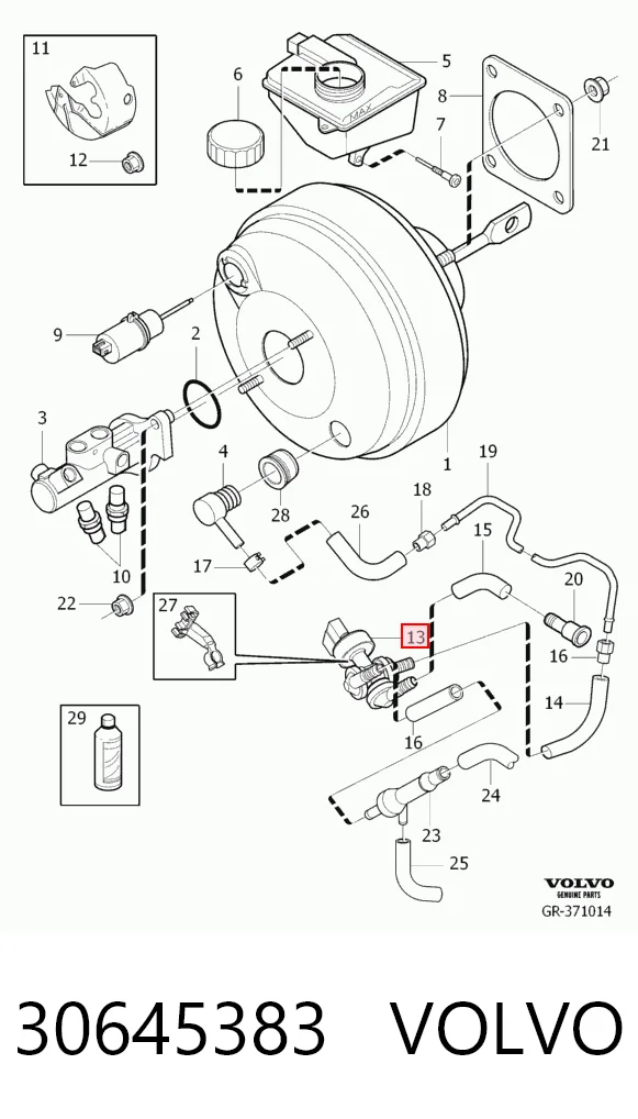 30645383 Volvo Válvula de impulsionador de vácuo dos freios