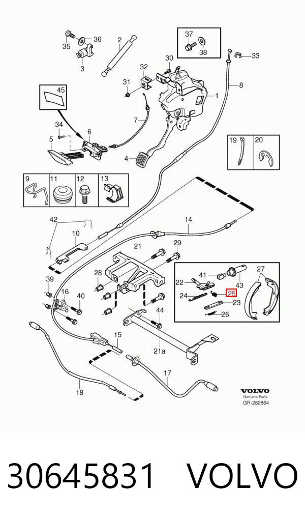 30645831 Volvo Kit de montagem das sapatas traseiras de tambor