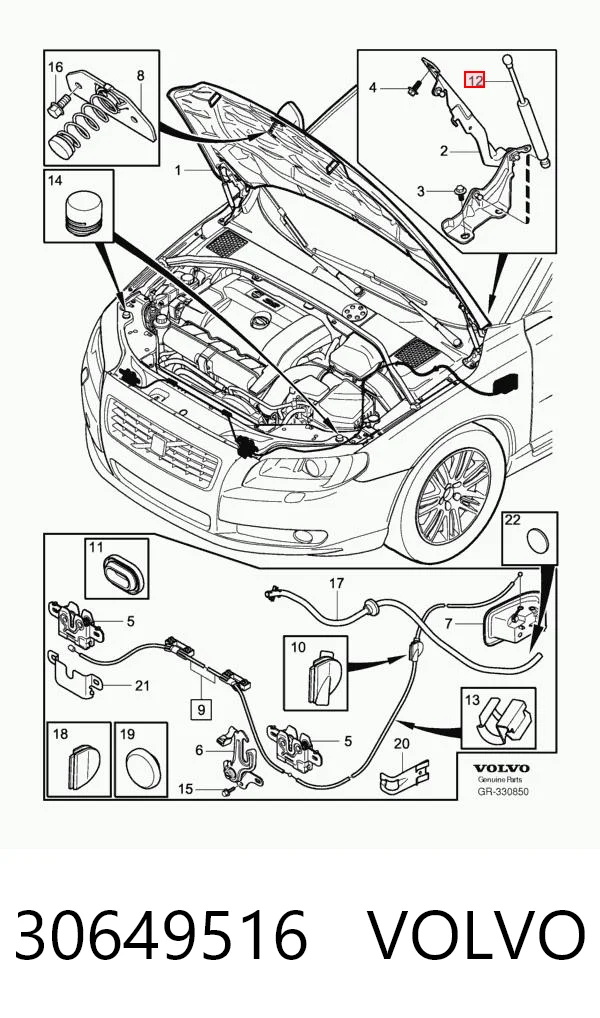 30649516 Volvo Amortecedor da capota