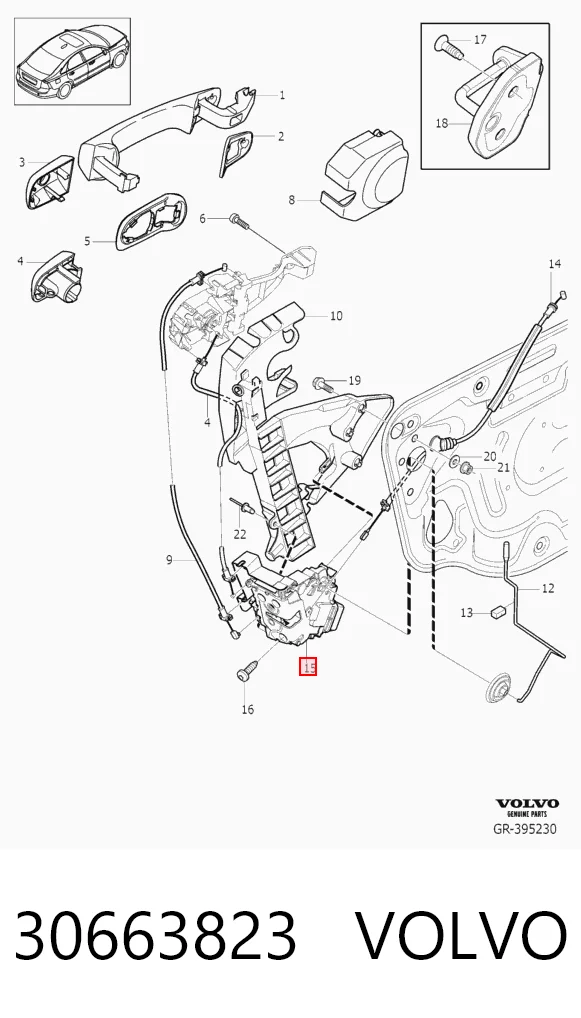 Fecho da porta dianteira esquerda Volvo V50  MW