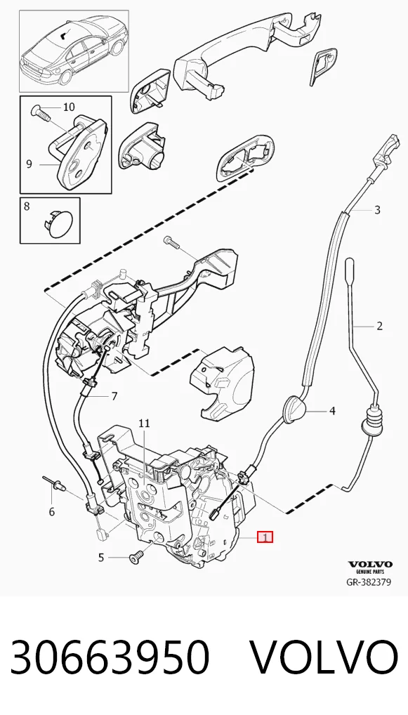  Fecho da porta dianteira esquerda Volvo V50 carrinha (MW) (2004 - 2012) 