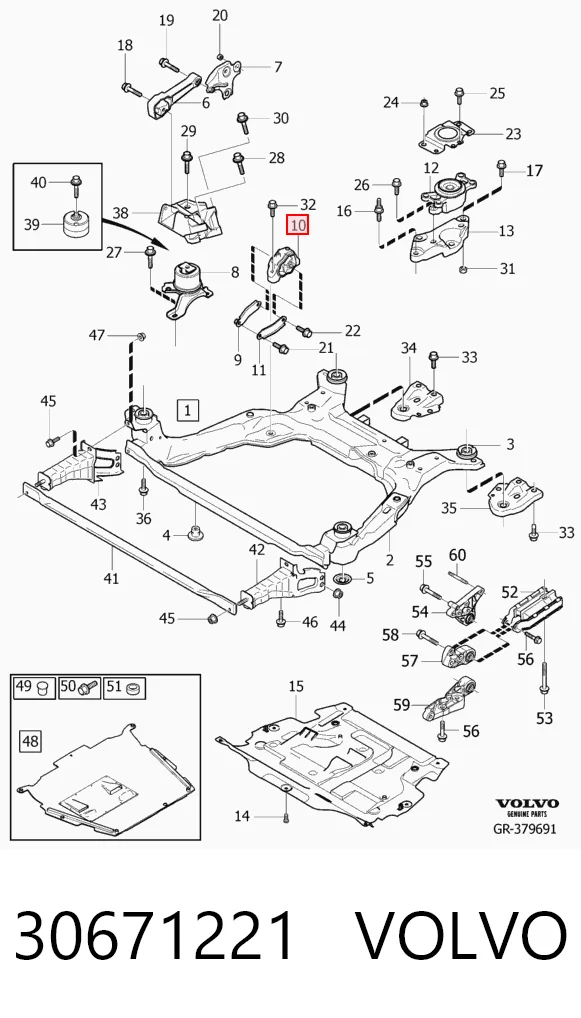 30671221 Volvo Coxim (suporte) inferior de motor