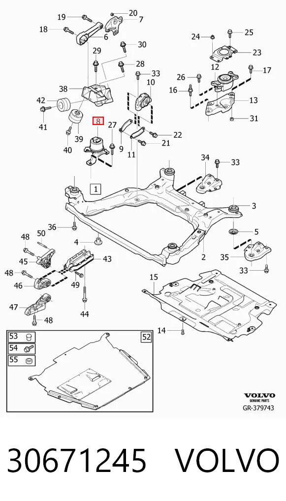 30671245 Volvo Coxim (suporte) dianteiro de motor