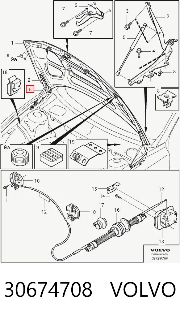 30674708 Volvo Amortecedor da capota