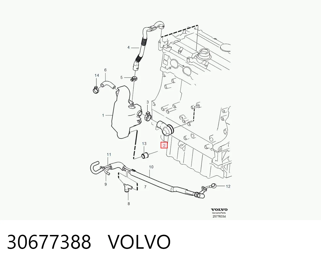 30677388 Volvo Cano derivado de ventilação de cárter (de separador de óleo)