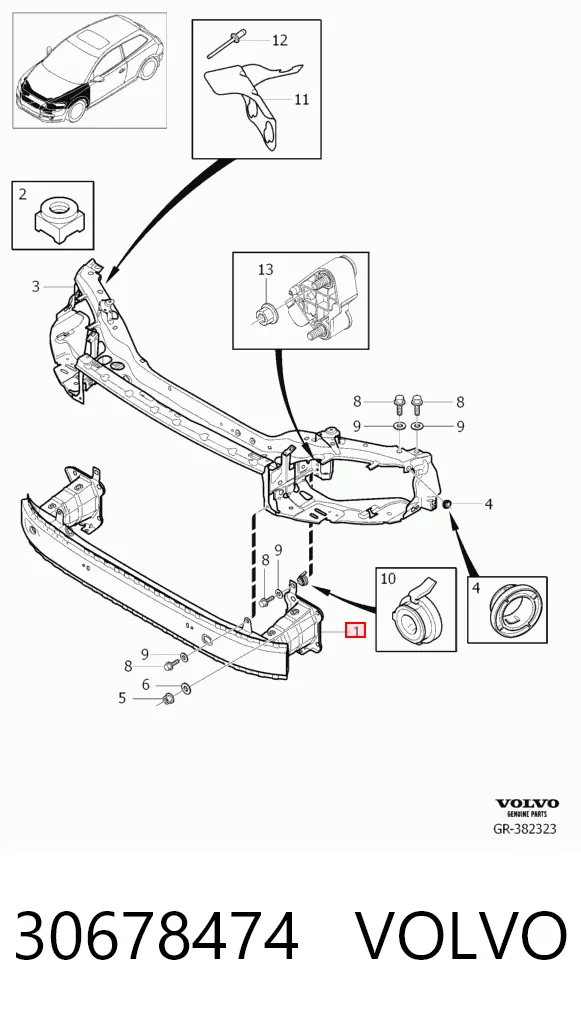 Reforçador do pára-choque dianteiro para Volvo S40 II MS