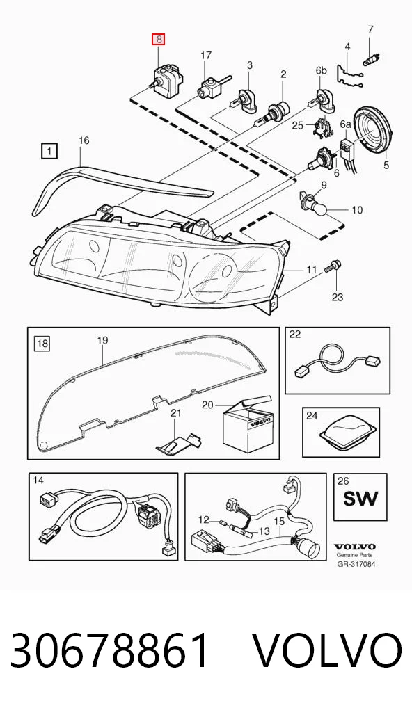 Corretor da luz para Volvo XC70 CROSS COUNTRY SZ, LZ