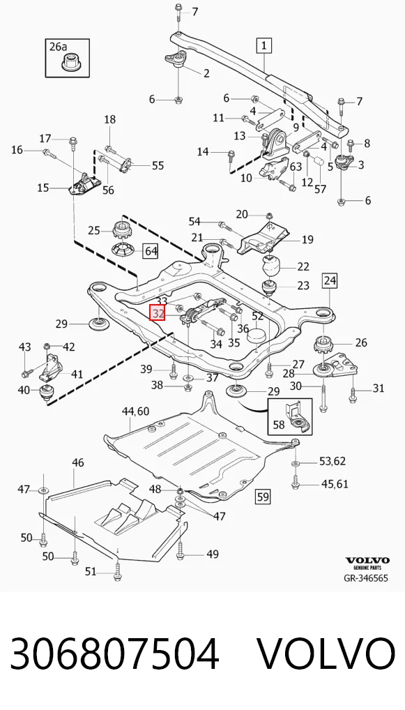 306807504 Volvo Coxim (suporte) inferior de motor