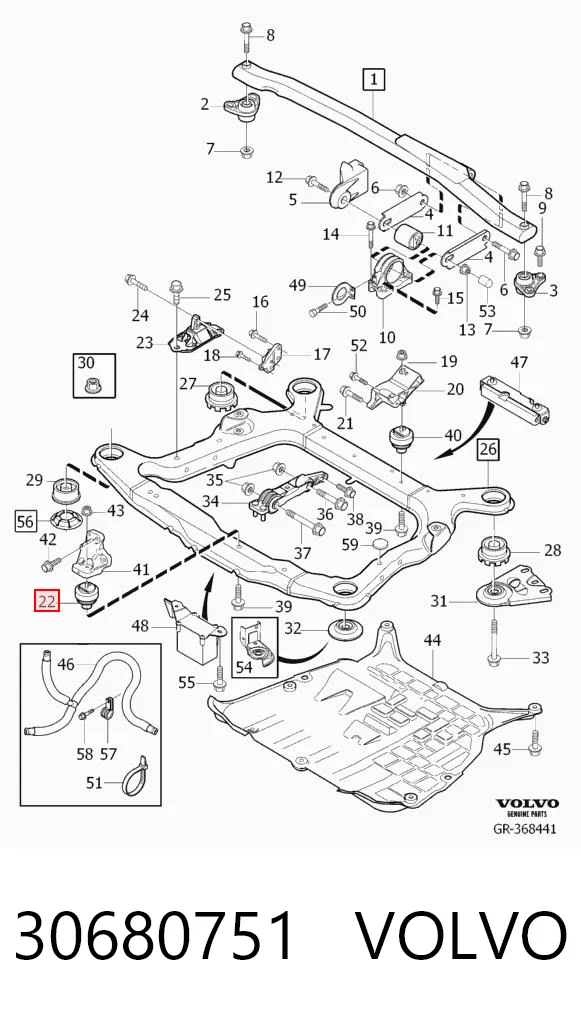 30680751 Volvo Coxim (suporte) dianteiro de motor