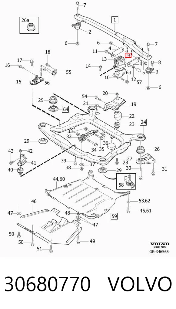 30680770 Volvo Coxim (suporte) superior de motor