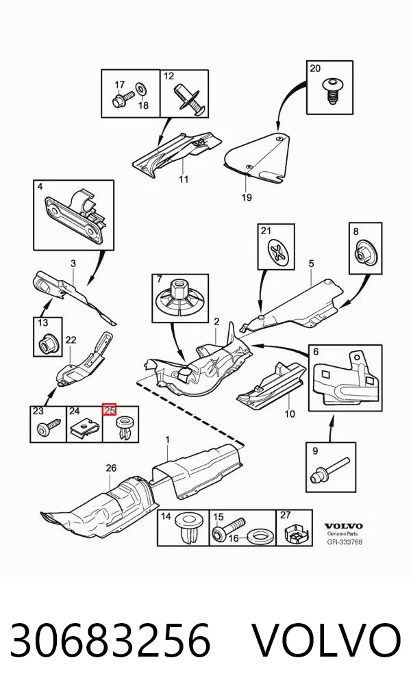 30683256 Volvo Porca cativa para parafuso auto-roscante