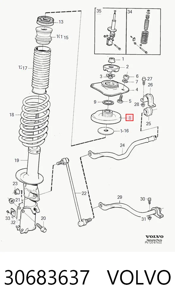 30683637 Volvo Suporte de amortecedor dianteiro