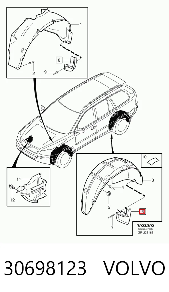 Protetores de lama traseiros, kit para Volvo XC90